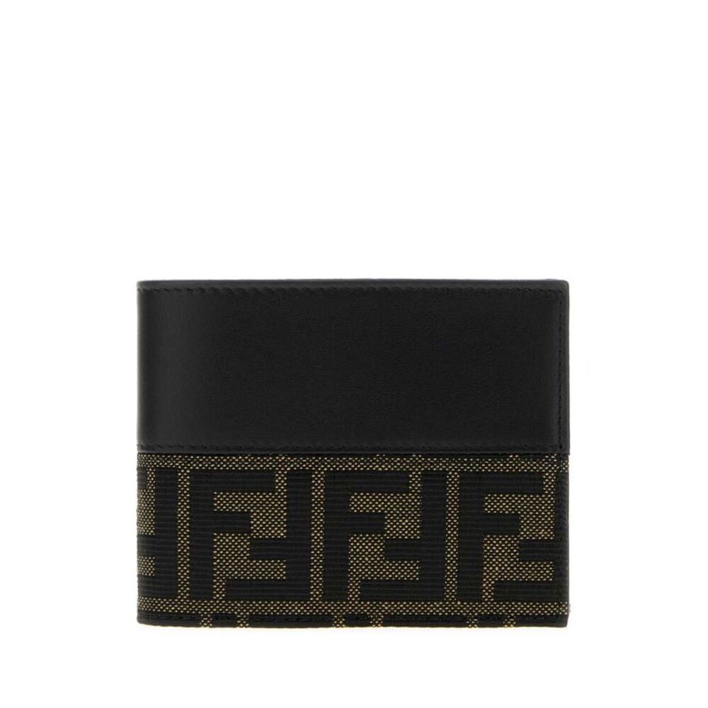 Fendi Men Two-Tone Jacquard And Leather Ff Wallet